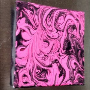 Pink black stocking stuffer gift mini miniature canvas painting magnet art